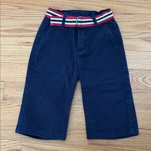 Janie and Jack Size 6-12 Months Navy Pants with Red, White and Blue Striped Belt